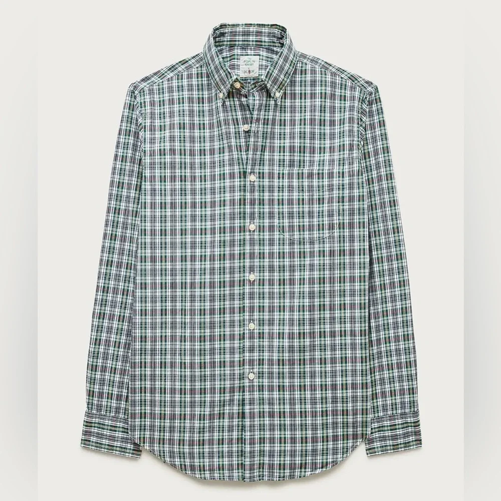 J. Crew Tailored Cut Blue and White Plaid Button-Down Shirt